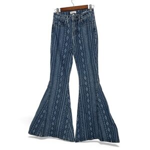 Shyanne Blue Patterned High-Rise Flare Jeans